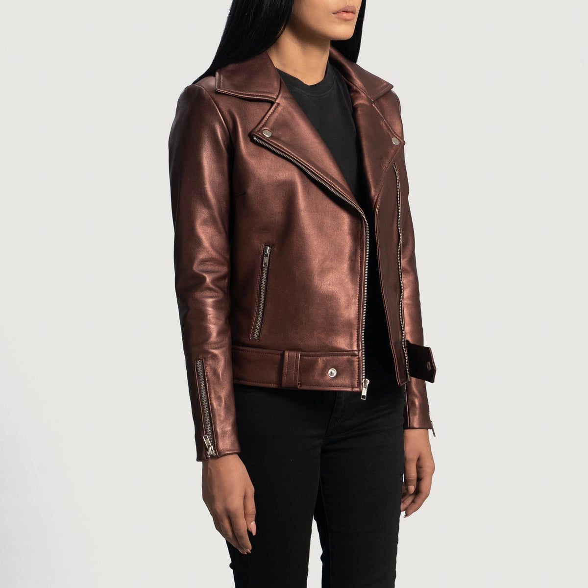 Rumy Maroon Biker Jacket – alternate product view 2