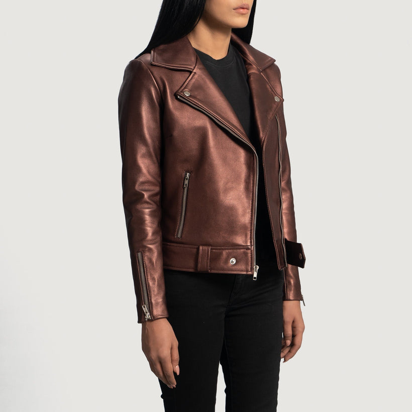 Rumy Maroon Biker Jacket – alternate product view 2