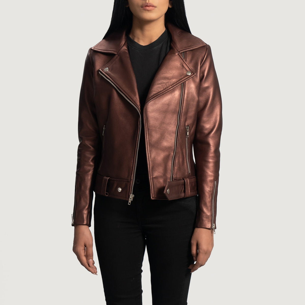 Rumy Maroon Biker Jacket – alternate product view 3