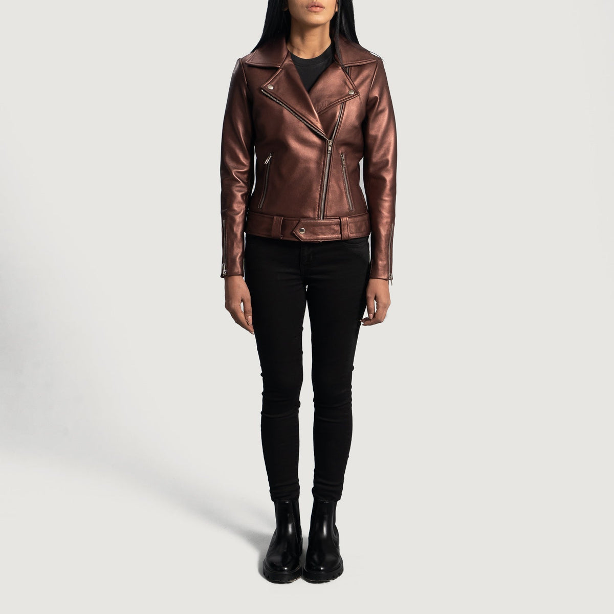 Rumy Maroon Biker Jacket – alternate product view 4