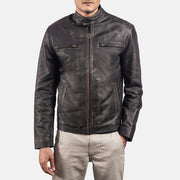 Rustic Leather Biker Jacket – alternate product view 3