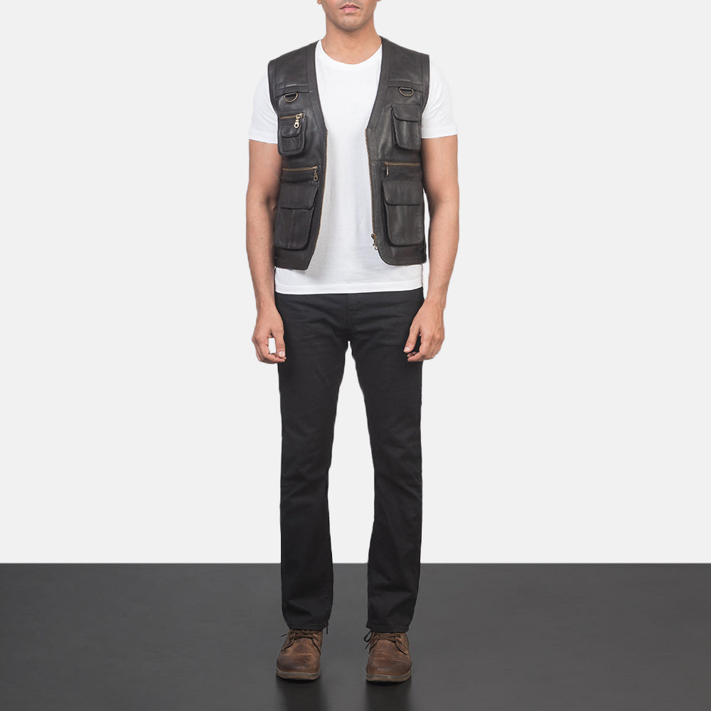 Safari Brown Leather Vest - image 3