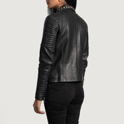 Sally Mae Studded Black Leather Biker Jacket - image 5