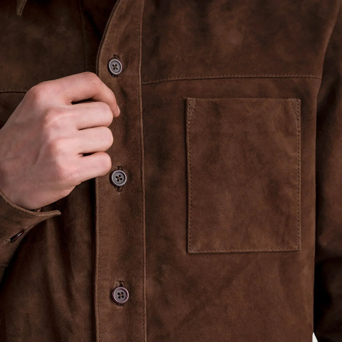 Authentic Goatskin Suede with Suede Finish Grain Texture & Heavy-Duty Seam Stitching Detail