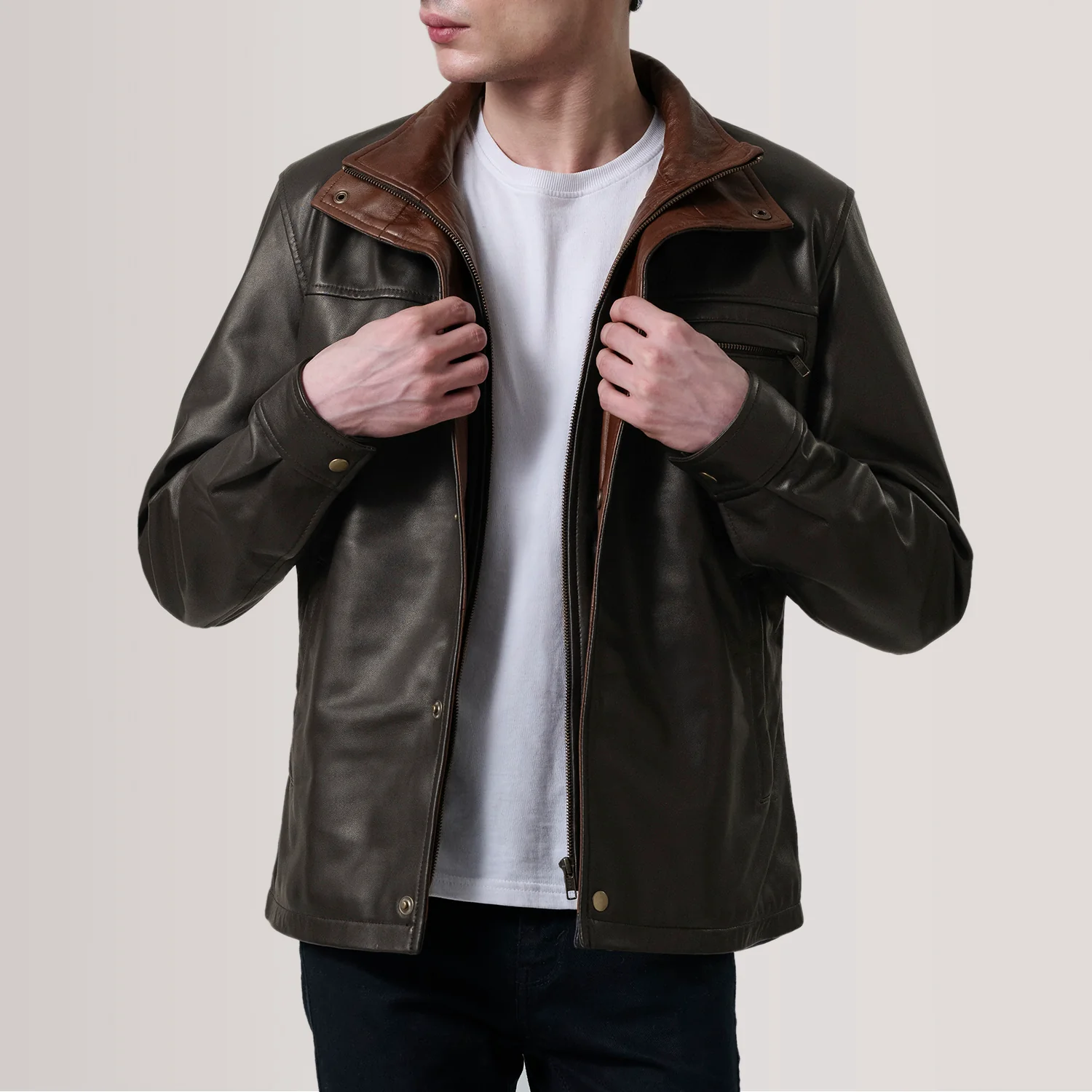 Sean Brown Leather Classic Jacket - image 1