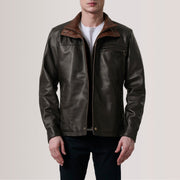 Authentic Sheepskin Leather with Semi-aniline Finish Grain Texture & Heavy-Duty Seam Stitching Detail