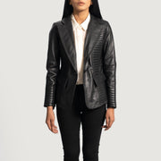 Selina Black Leather Blazer - image 1