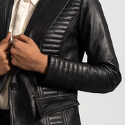 Selina Black Leather Blazer - image 3