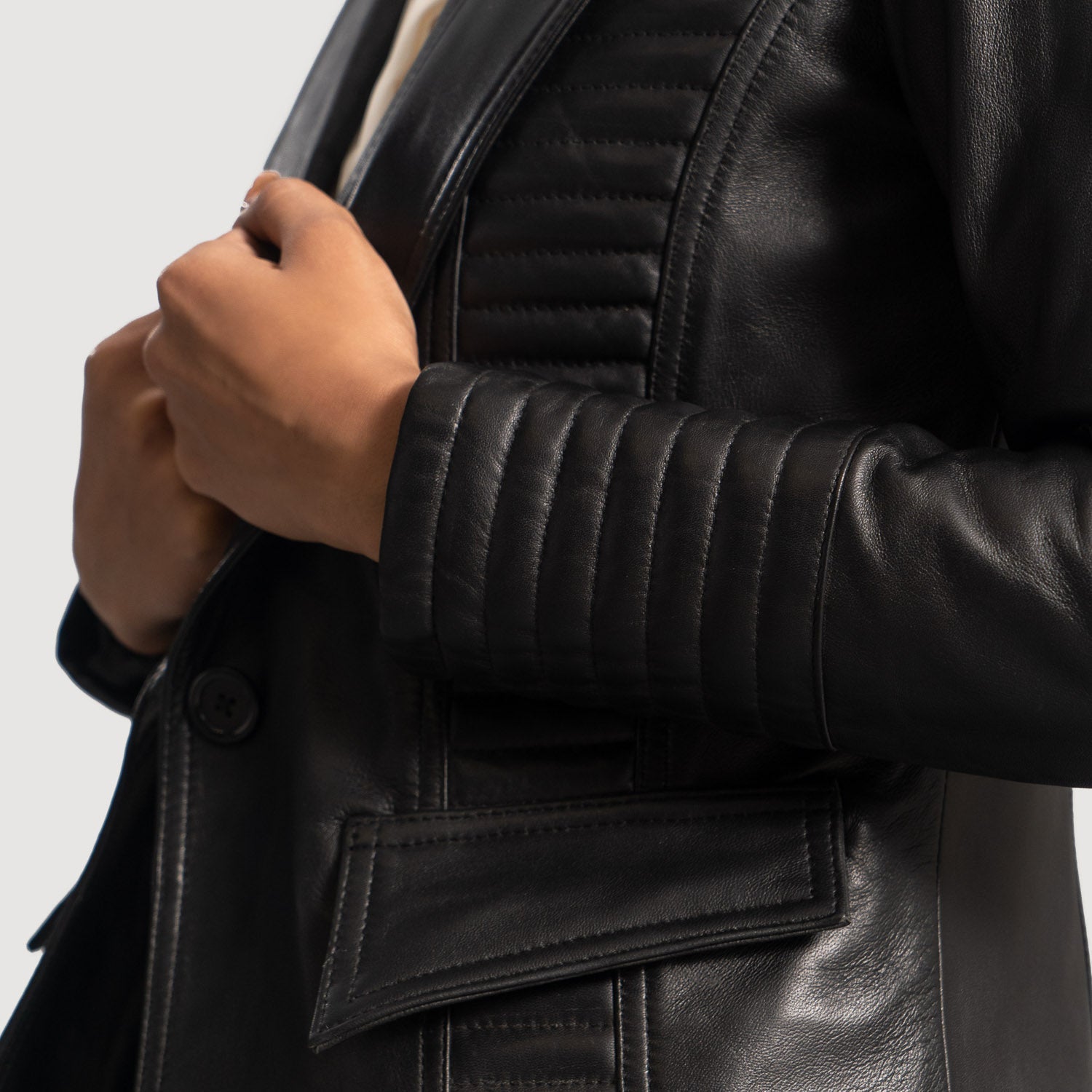 Selina Black Leather Blazer - image 6