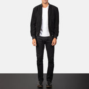 Shane Black Suede Bomber Jacket - image 3