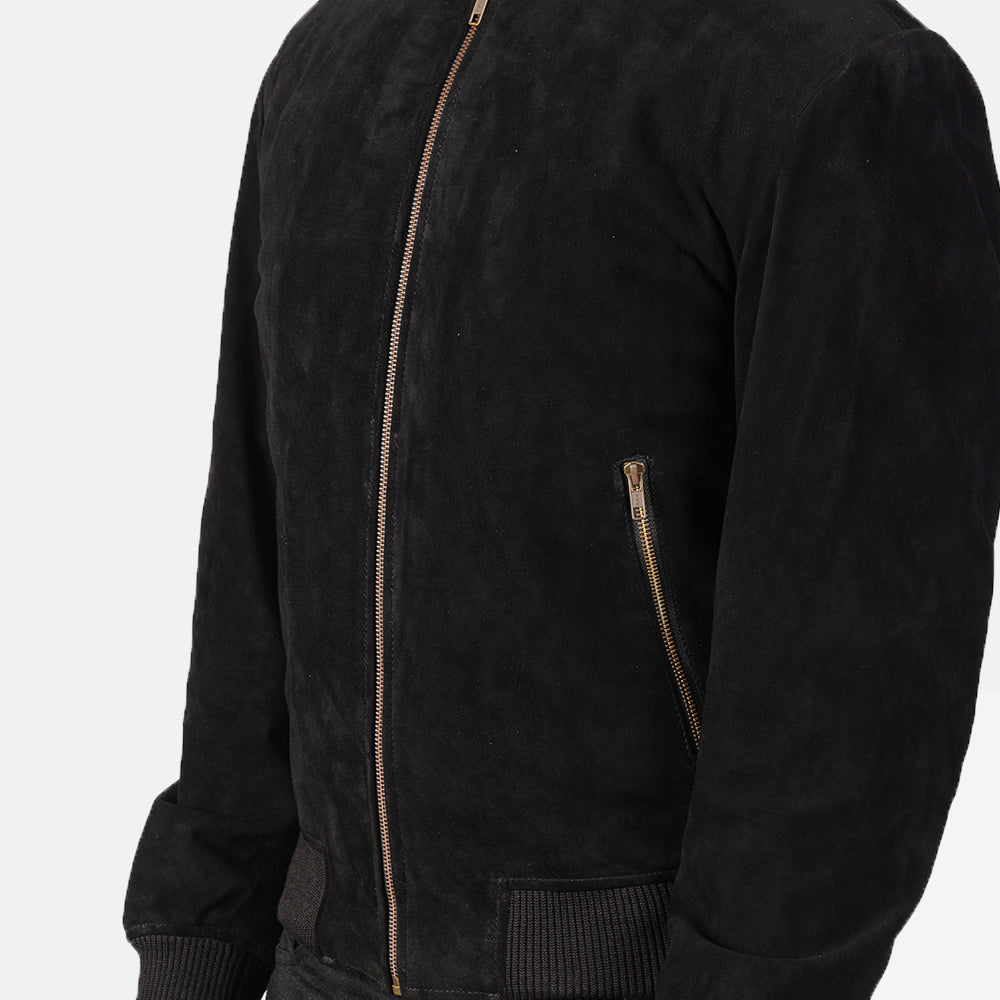 Shane Black Suede Bomber Jacket - image 6