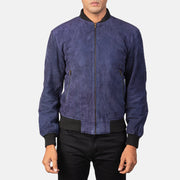 Shane Blue Suede Bomber Jacket - image 4