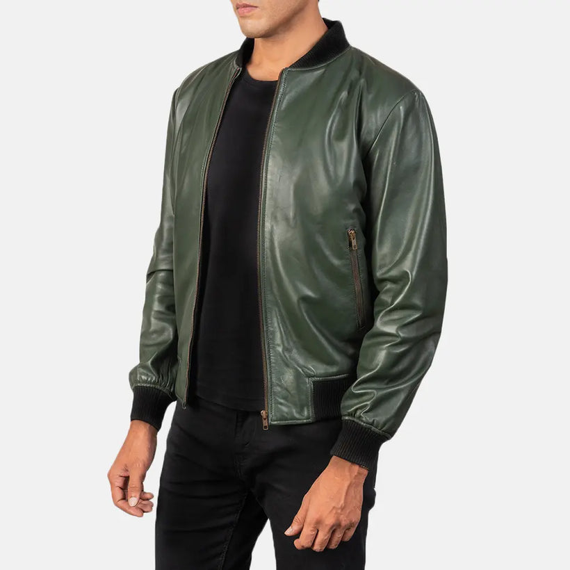 Shane Green Leather Bomber Jacket – alternate product view 2