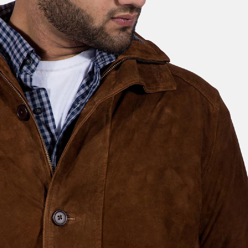 Authentic Goatskin Suede with Suede Finish Grain Texture & Heavy-Duty Seam Stitching Detail
