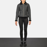 Sherilyn B-3 Distressed Black Leather Bomber Jacket - image 3