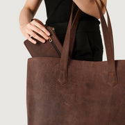 The Bianca Vintage Distressed Brown Leather Tote Bag - image 10