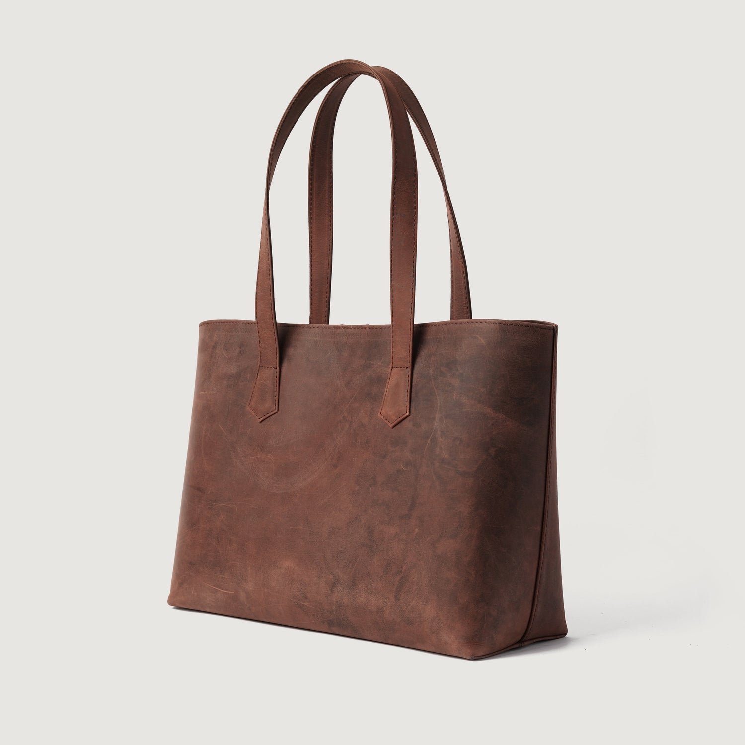 The Bianca Vintage Distressed Brown Leather Tote Bag - image 4