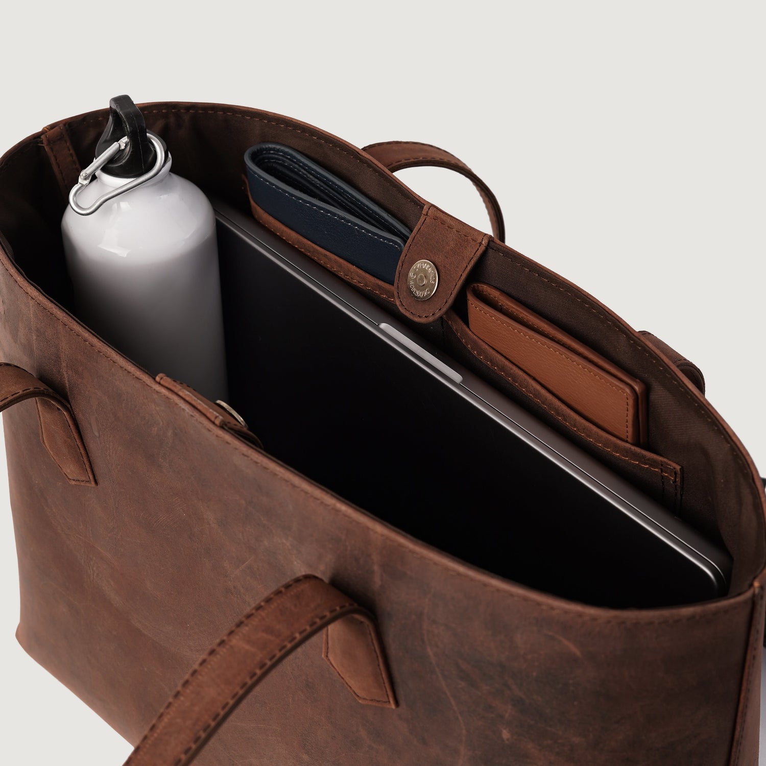 The Bianca Vintage Distressed Brown Leather Tote Bag - image 7