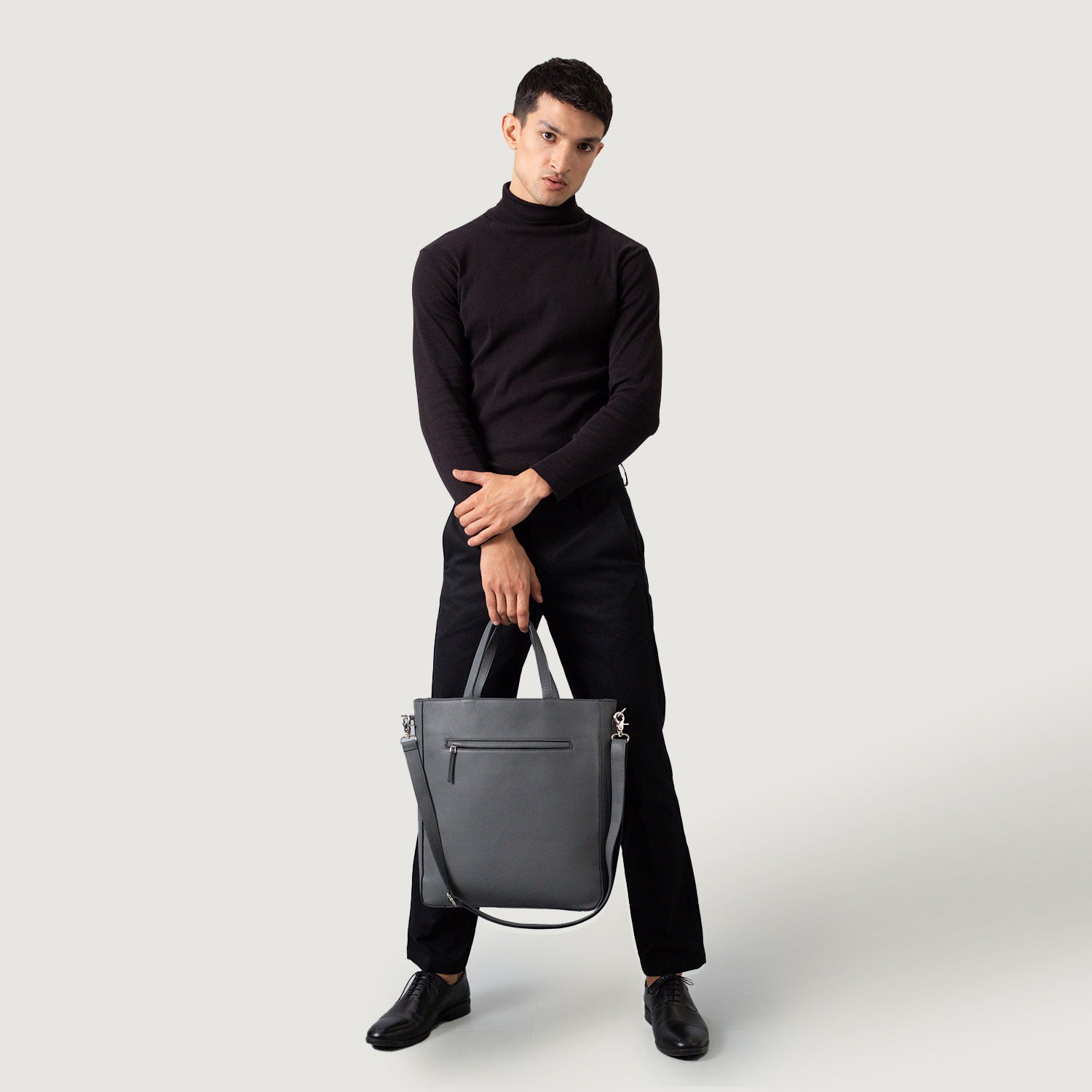 The Poet Grey Leather Tote Bag - image 2