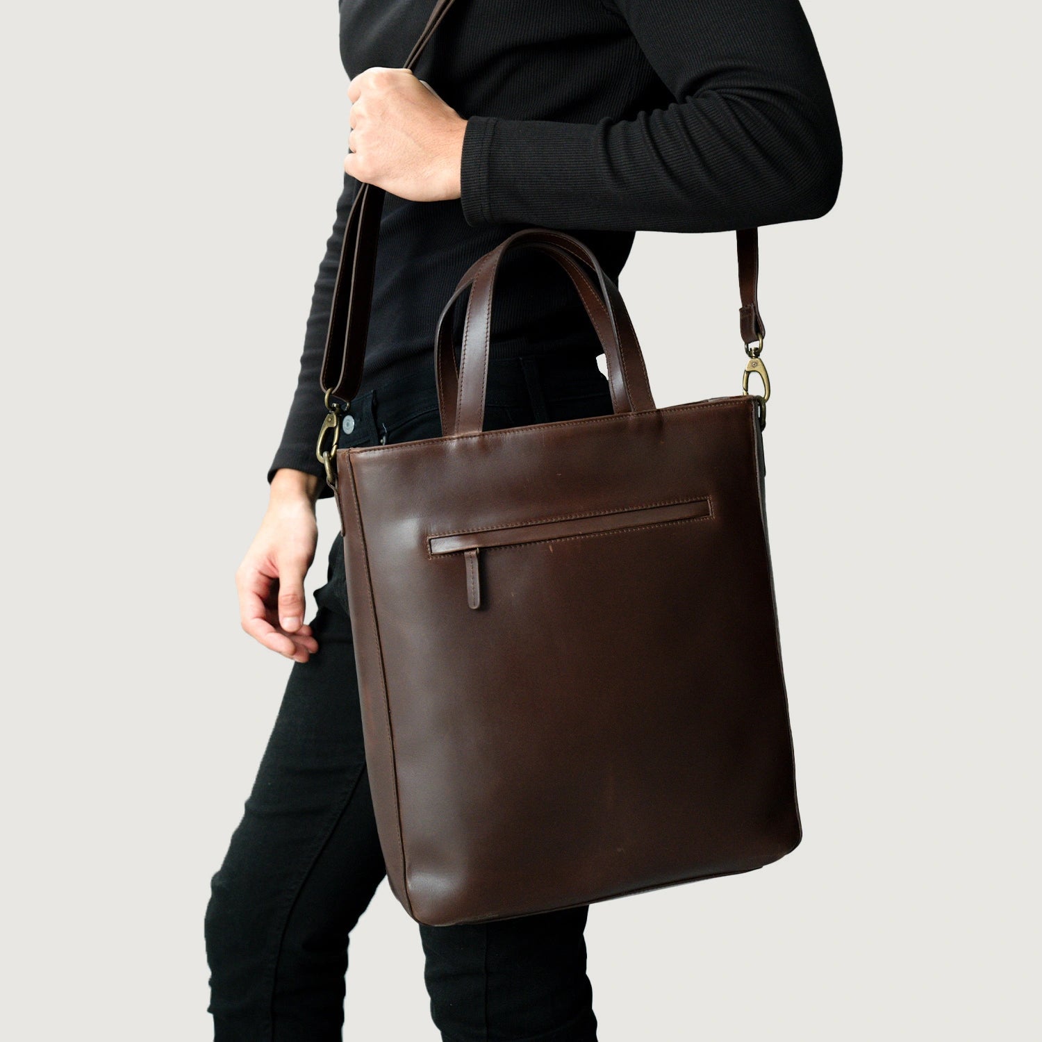 The Poet Vintage Brown Leather Tote Bag - image 4
