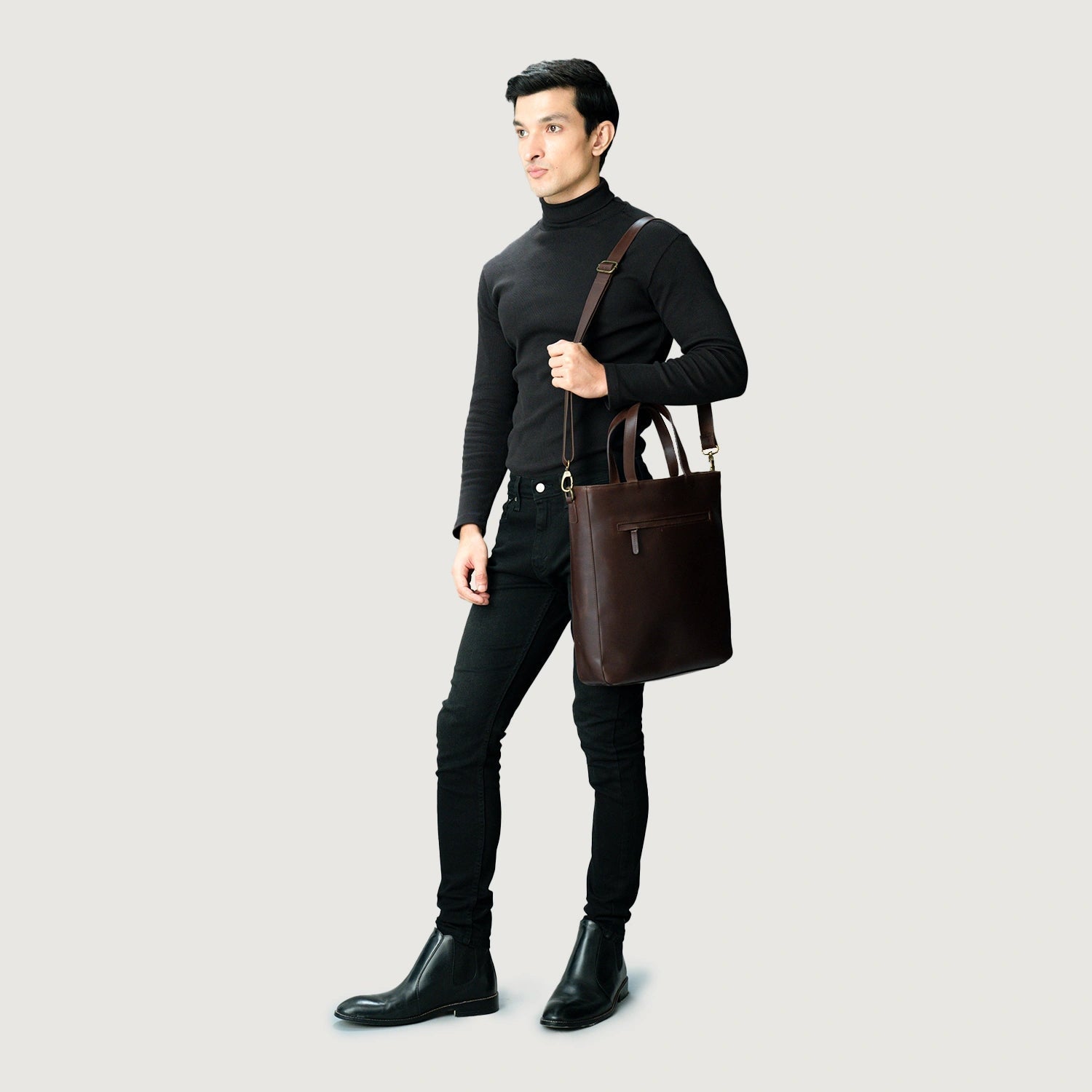 The Poet Vintage Brown Leather Tote Bag - image 9