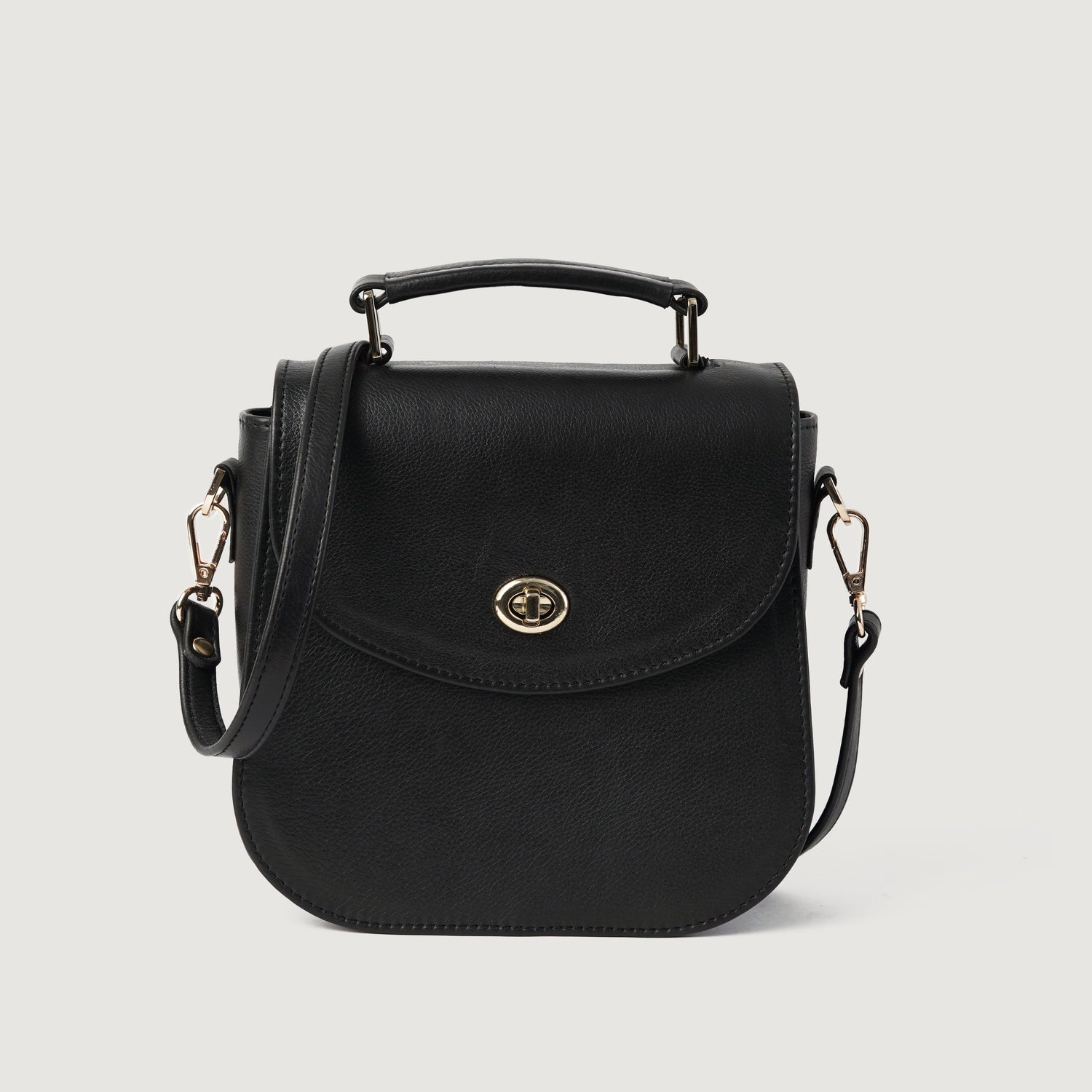 The Sandra Black Leather Saddle Bag - image 1