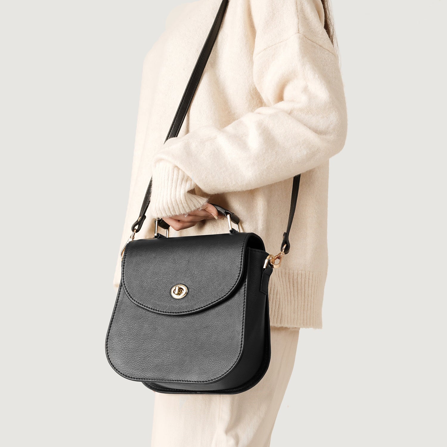 The Sandra Black Leather Saddle Bag - image 8