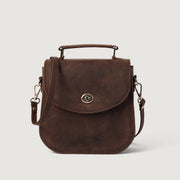 The Sandra Vintage Distressed Brown Leather Saddle Bag - image 1