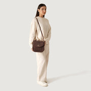 The Sandra Vintage Distressed Brown Leather Saddle Bag - image 2