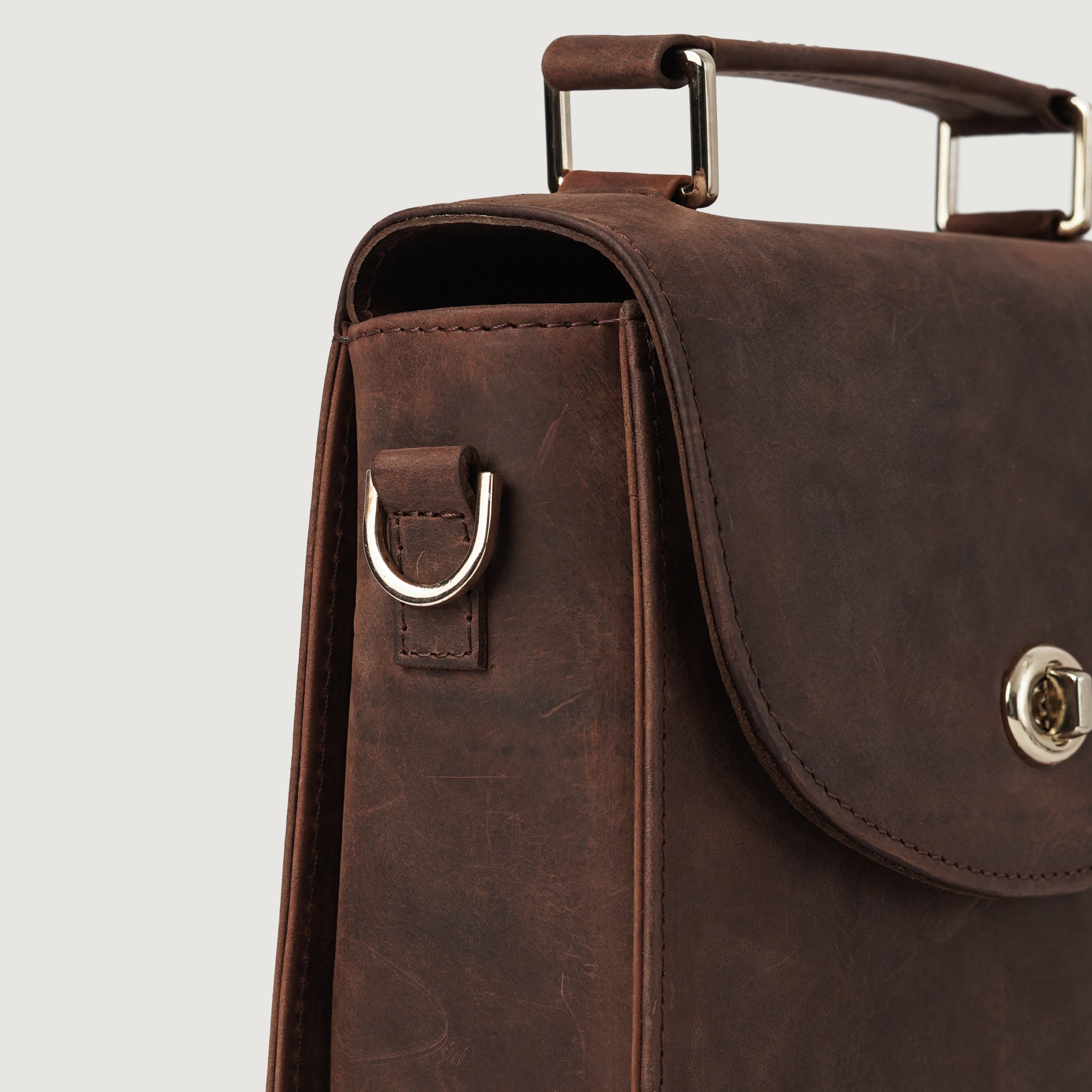 The Sandra Vintage Distressed Brown Leather Saddle Bag - image 4