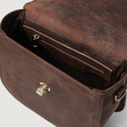 The Sandra Vintage Distressed Brown Leather Saddle Bag - image 8