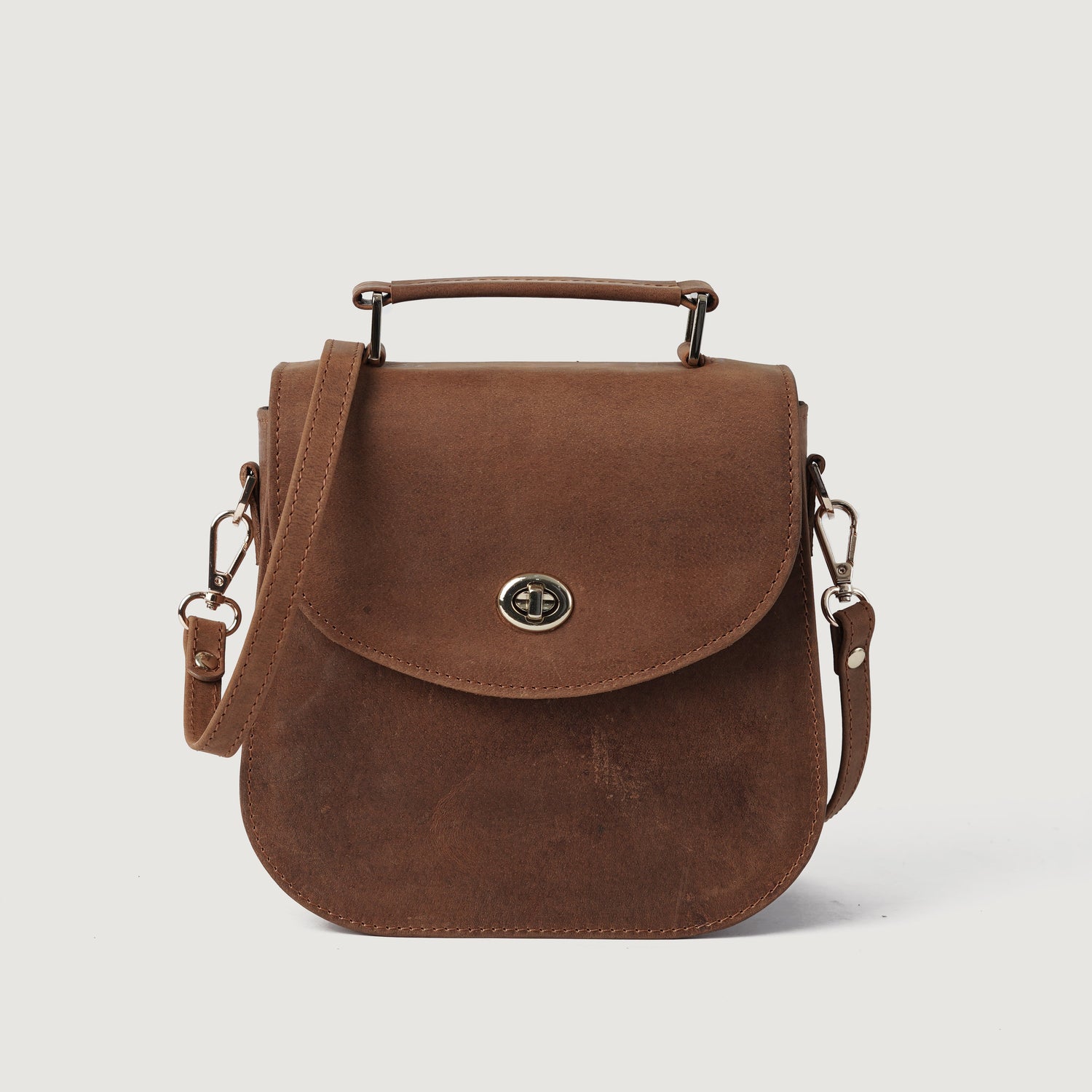 The Sandra Vintage Tan Leather Saddle Bag - image 1