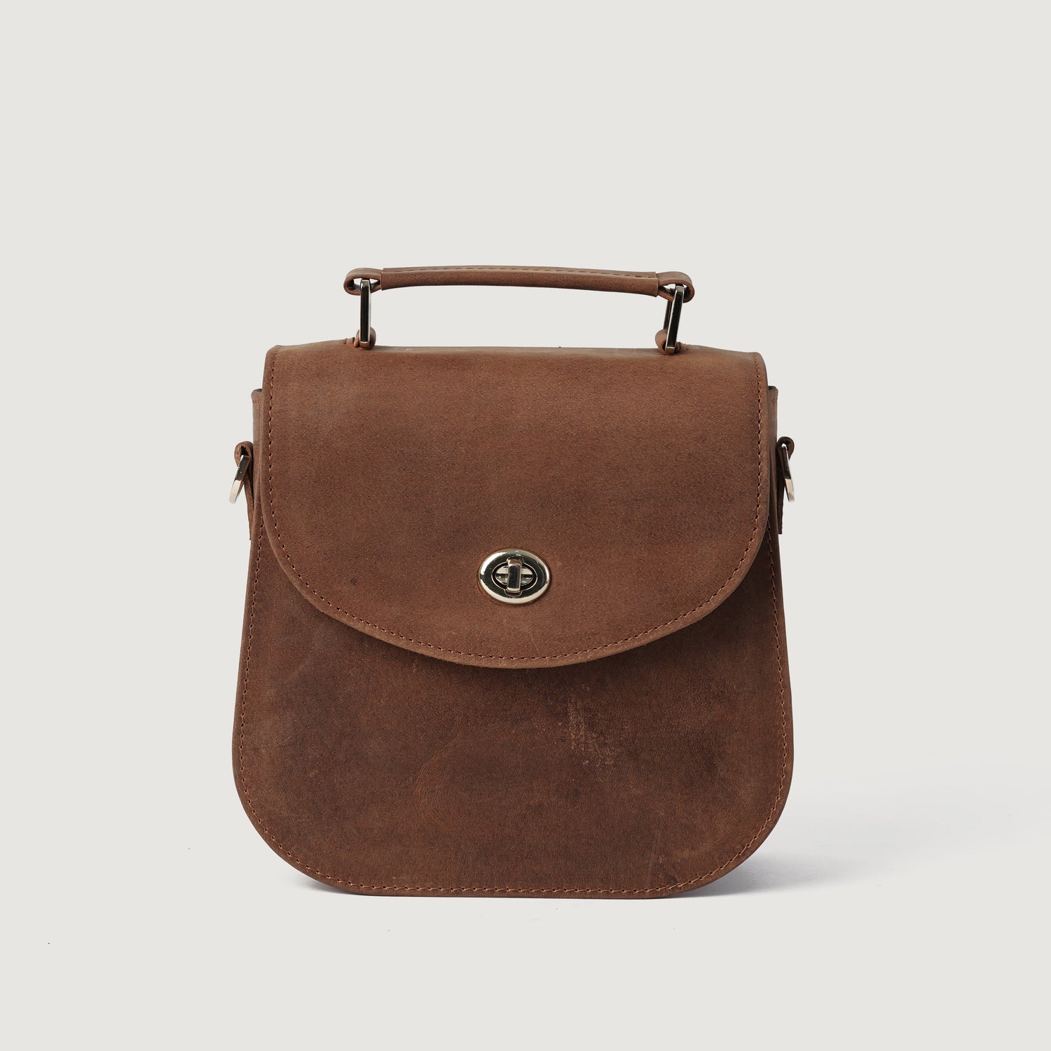 The Sandra Vintage Tan Leather Saddle Bag - image 3