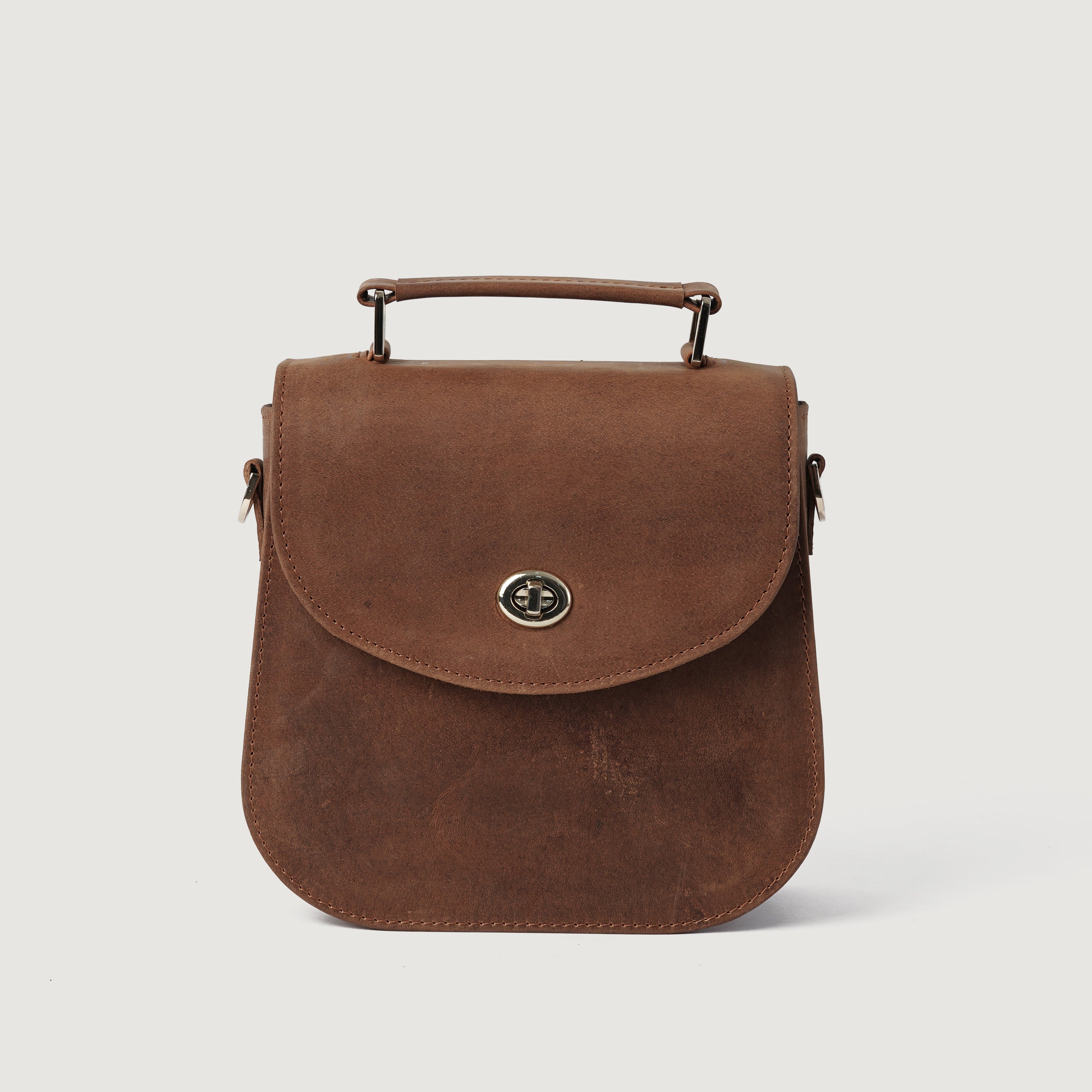 The Sandra Vintage Tan Leather Saddle Bag - image 3