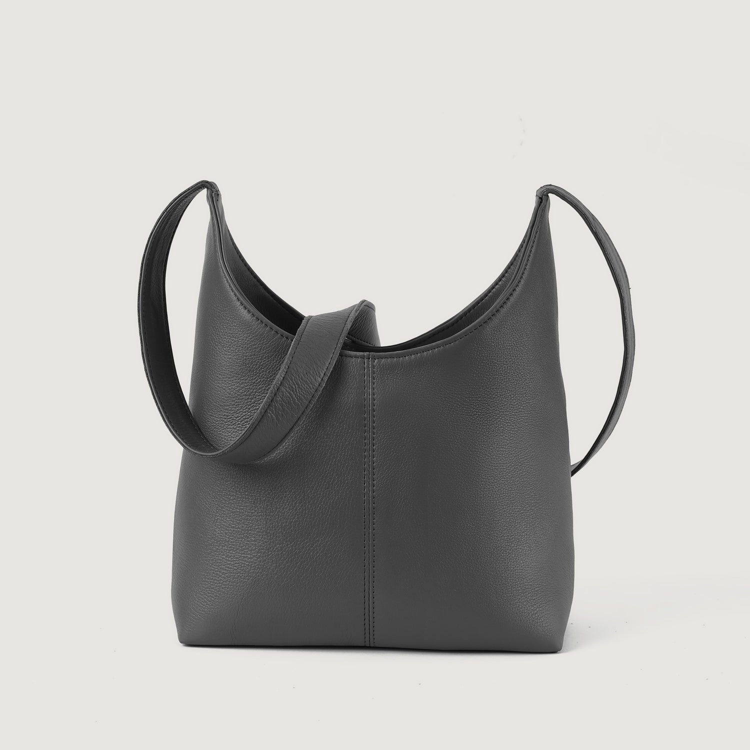 The Stefani Grey Leather Hobo Bag - image 1