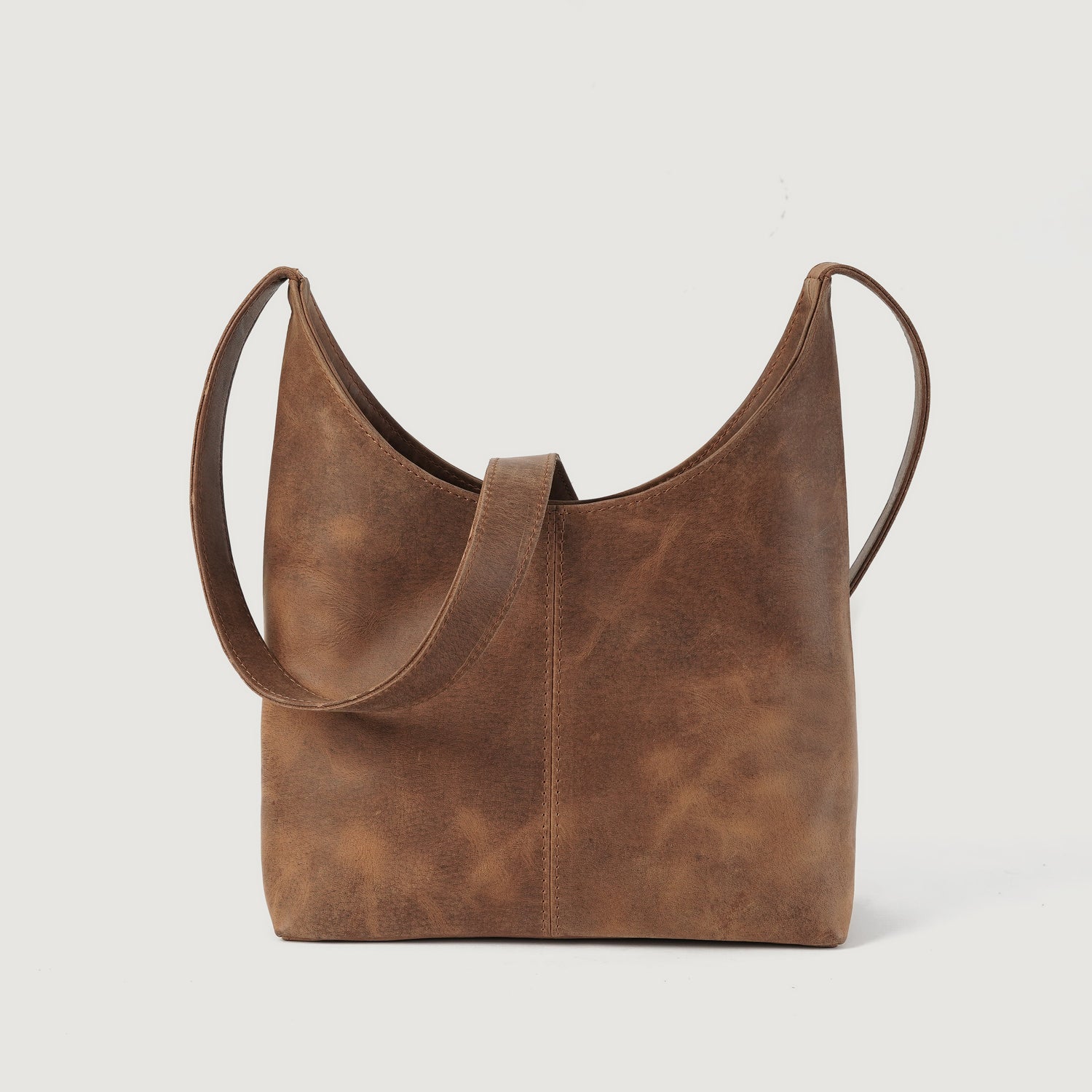 The Stefani Vintage Tan Brown Leather Hobo Bag - image 1