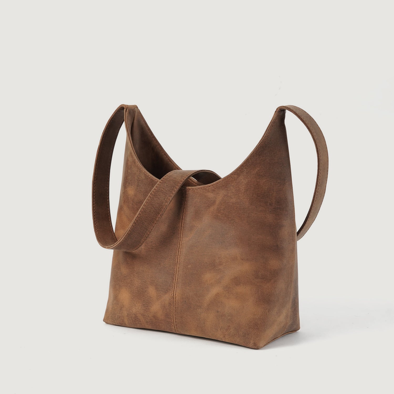 The Stefani Vintage Tan Brown Leather Hobo Bag - image 4