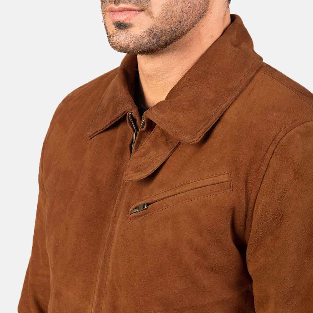 Authentic Goatskin Suede with Suede Finish Grain Texture & Heavy-Duty Seam Stitching Detail