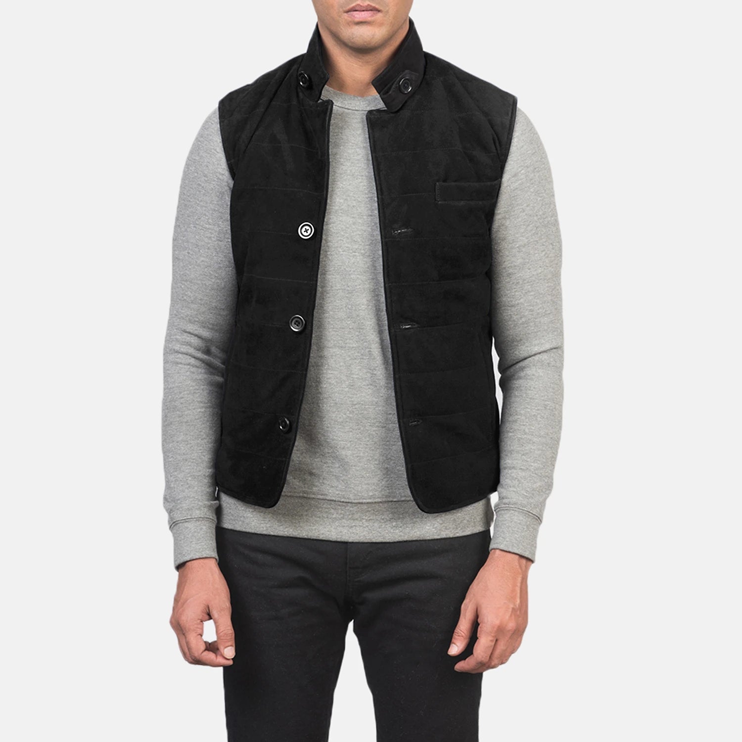 Tony Black Suede Vest - image 1