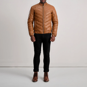 Travis Tan Leather Puffer Jacket - image 3