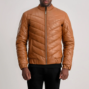 Travis Tan Leather Puffer Jacket - image 4
