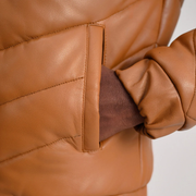 Travis Tan Leather Puffer Jacket - image 5