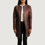Trudy Lane Quilted Maroon Leather Coat - image 1