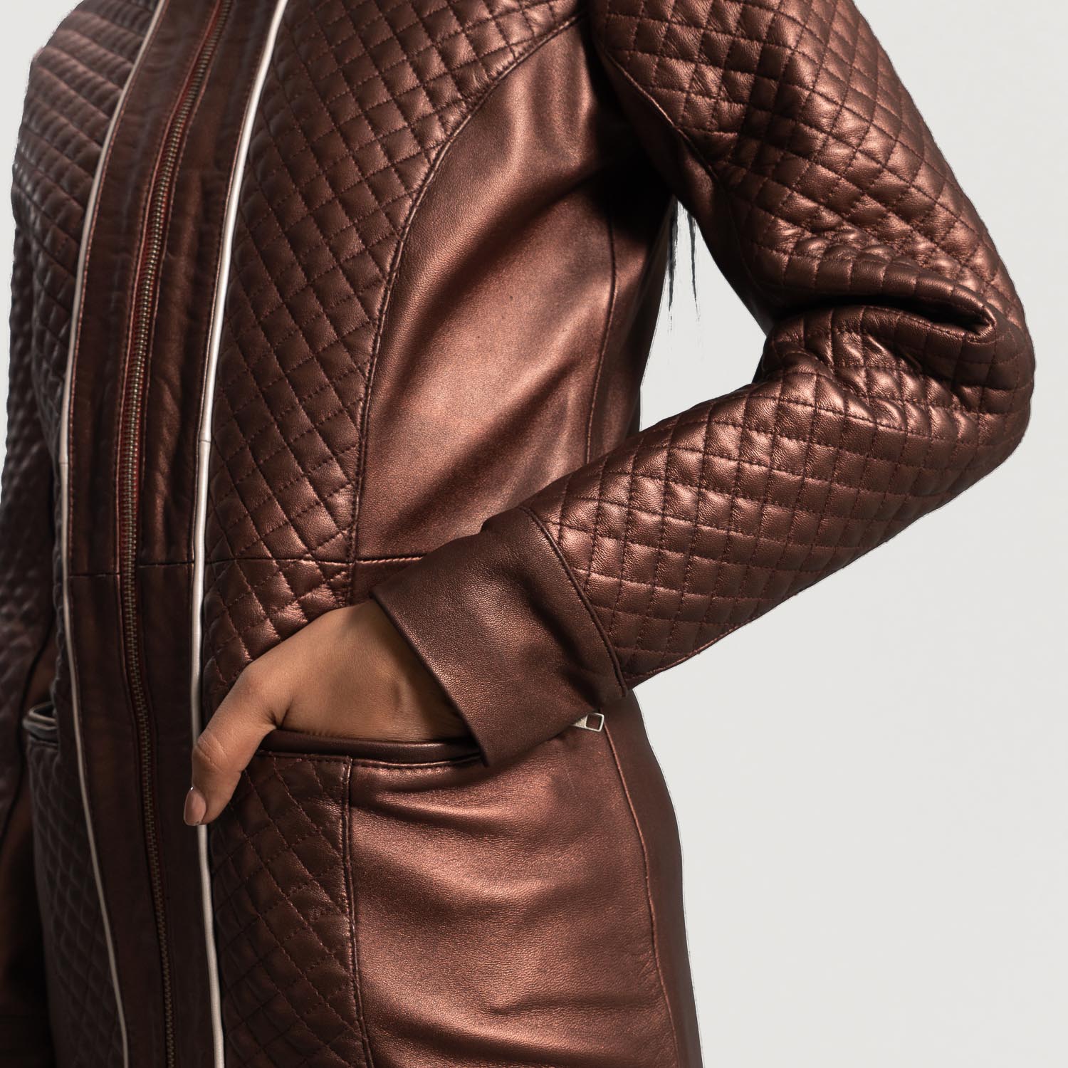Trudy Lane Quilted Maroon Leather Coat - image 6