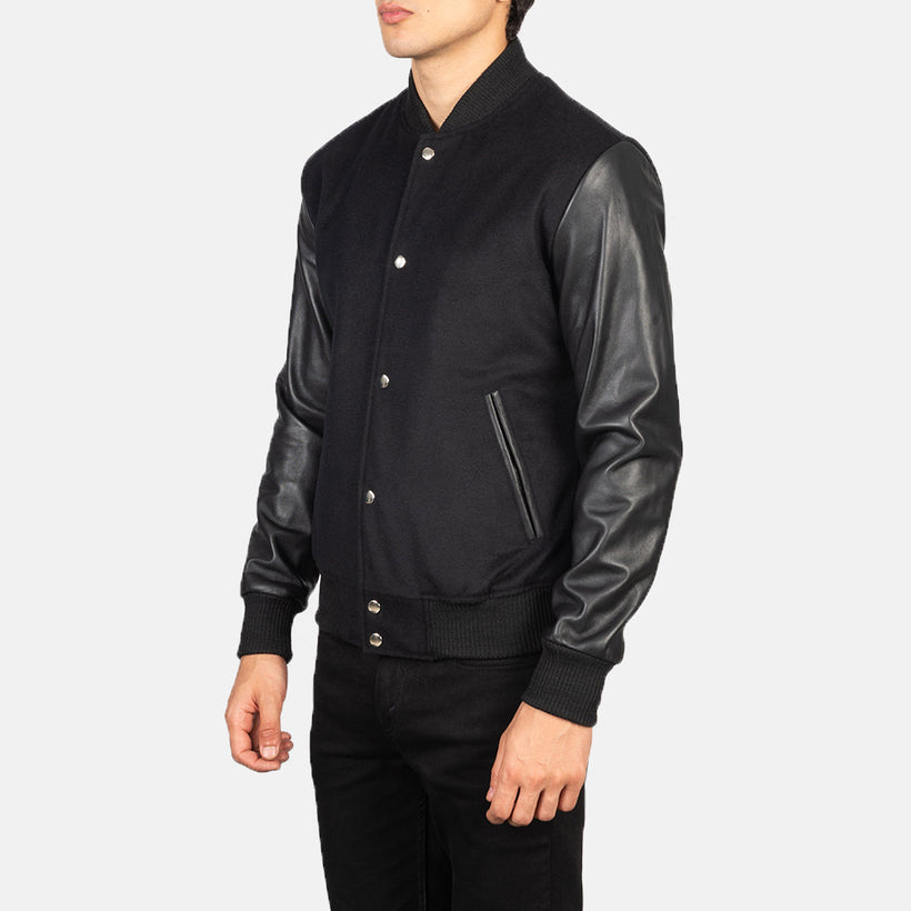 Vaxton Black Hybrid Varsity Jacket – alternate product view 2