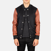 Vaxton Brown & Black Hybrid Varsity Jacket - image 1