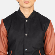 Vaxton Brown & Black Hybrid Varsity Jacket - image 6
