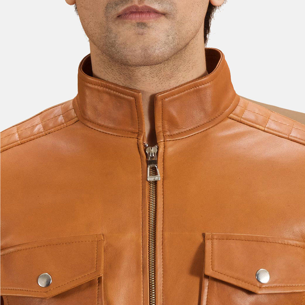 Authentic Sheepskin Leather with Semi-aniline Finish Grain Texture & Heavy-Duty Seam Stitching Detail