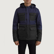 Wayne Black & Blue Hooded Puffer Jacket - image 4