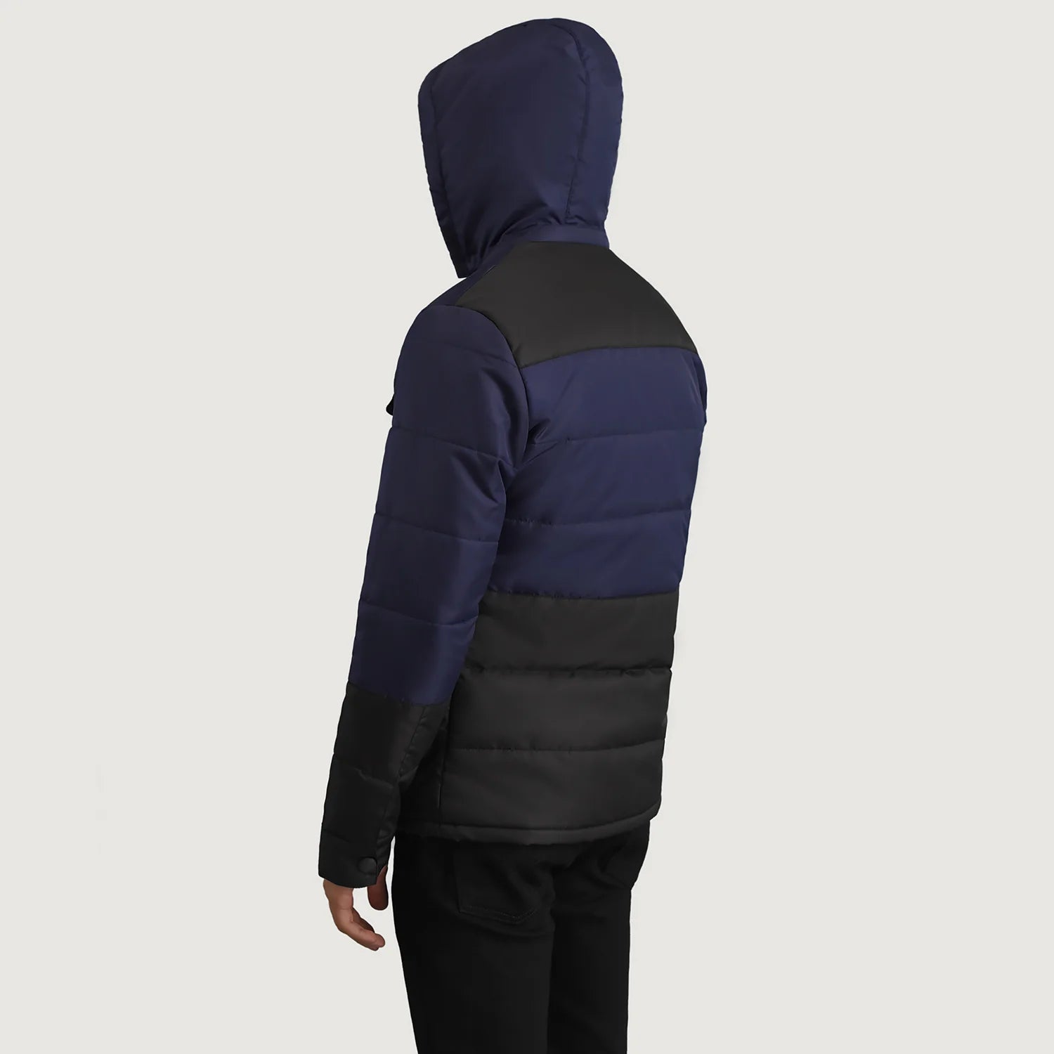 Wayne Black & Blue Hooded Puffer Jacket - image 5